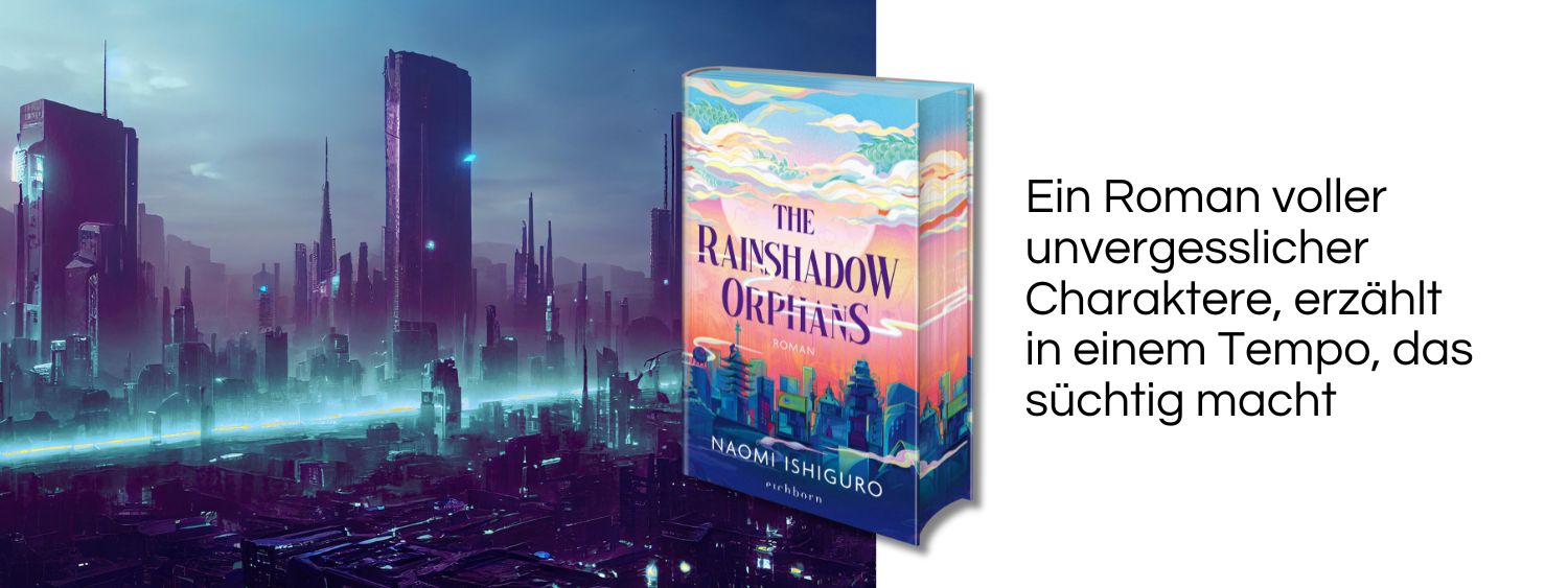 Stadt in der Zukunft. Link zum Buch The Rainshadow Orphans. 