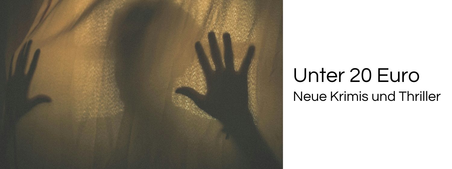 Frau hinter Vorhang. Link zu unserem Onlineschaufenster Neue Krimis und Thriller.